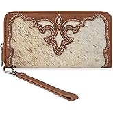 Trinity Ranch Wristlet Wallets for women Hair-On Cowhide RFID Western Purse Cut-out boot stitch