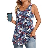 Anydeer Womens Summer Tank Tops Sleeveless Shirts 2026 Casual Tunics Loose Fit Blouses for Ladies Plus Size M-4XL