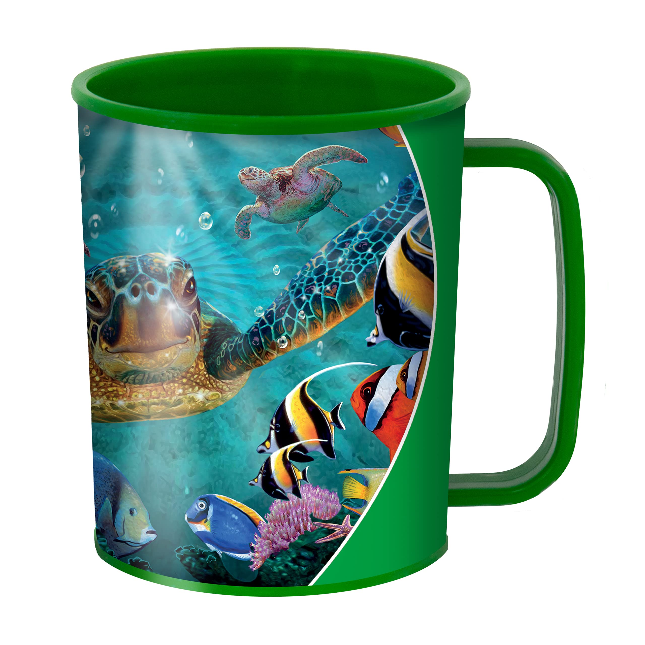 3D LiveLife Drinking Cup - Tiny Bubbles from Deluxebase. 300ml Plastic Mug with Turtle Theme, Reusable Coffee Cup, Portable Animal Tumbler for Camping, Picnic, Travel & Everyday Use.