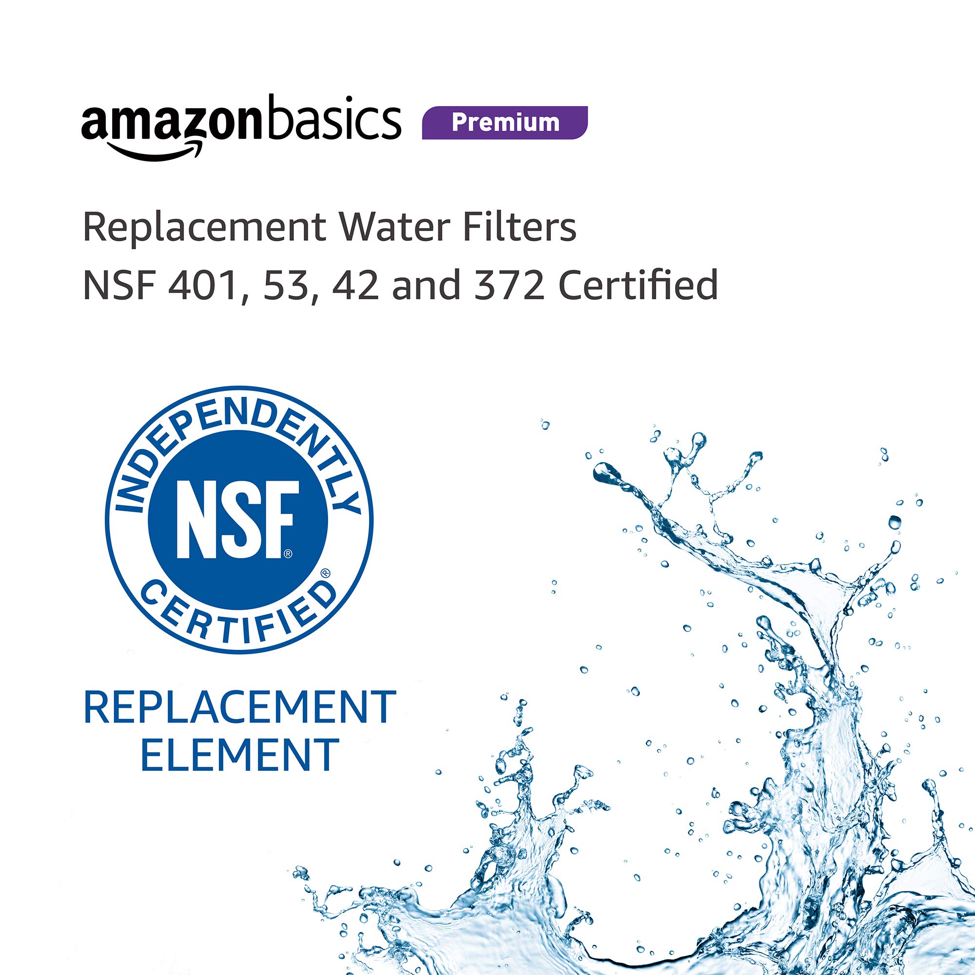 Amazon Basics Replacement GE MWF Refrigerator Water Filter for Filtration, NSF Certified, Compatible with GE and Kenmore, Premium Filtration, Easy to Install, Pack of 3
