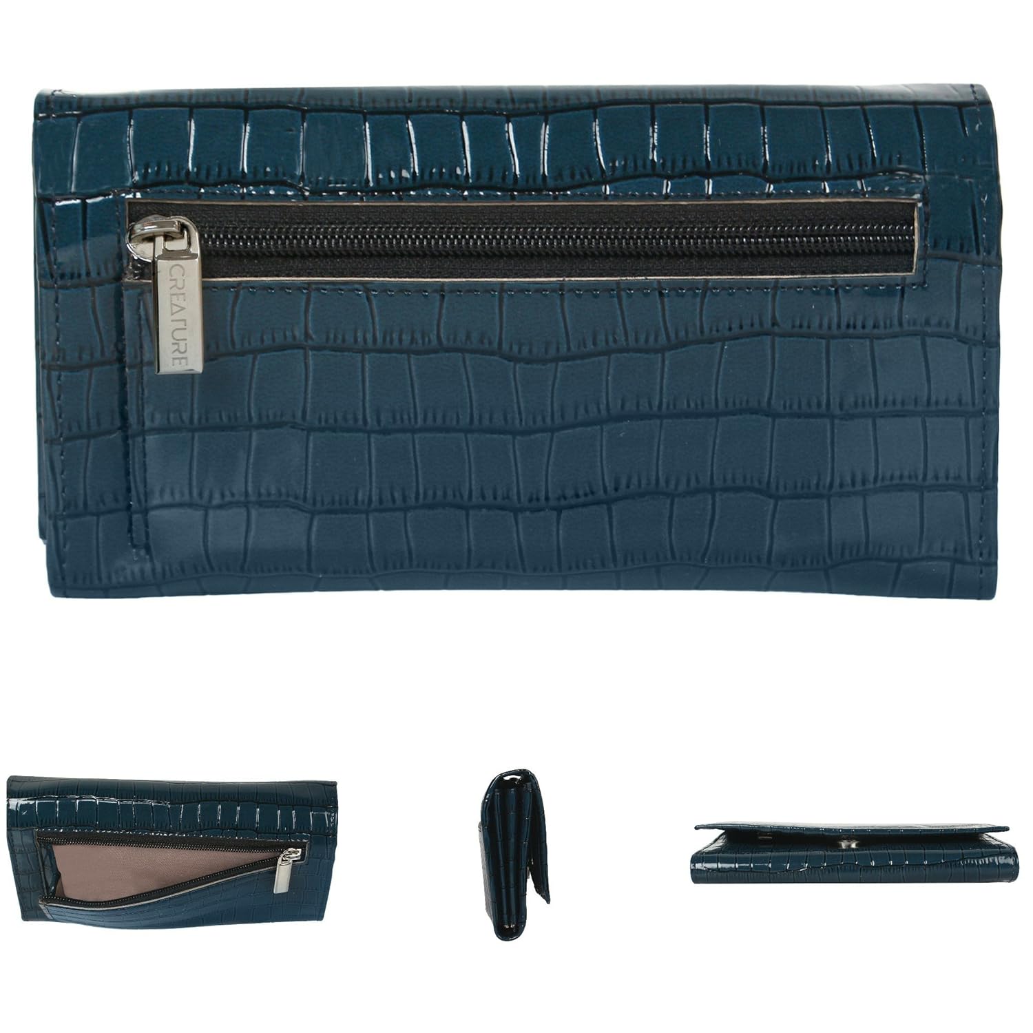 creature handcrafted glossy women's clutch(color-blue||cl-04)