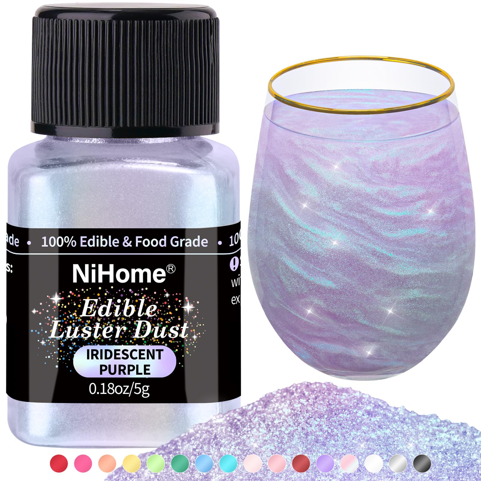 NiHome Edible Food-Grade Glimmer Powder Glitter