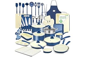 Nutrichef 54 Piece Professional Grade Complete Home Kitchen Cookware Set, Ceramic Non-Stick Bakeware, Pot and Pans Kit, Cool-Touch Handles, Safe for Gas, Electric, Induction Cooktops, Easy Clean