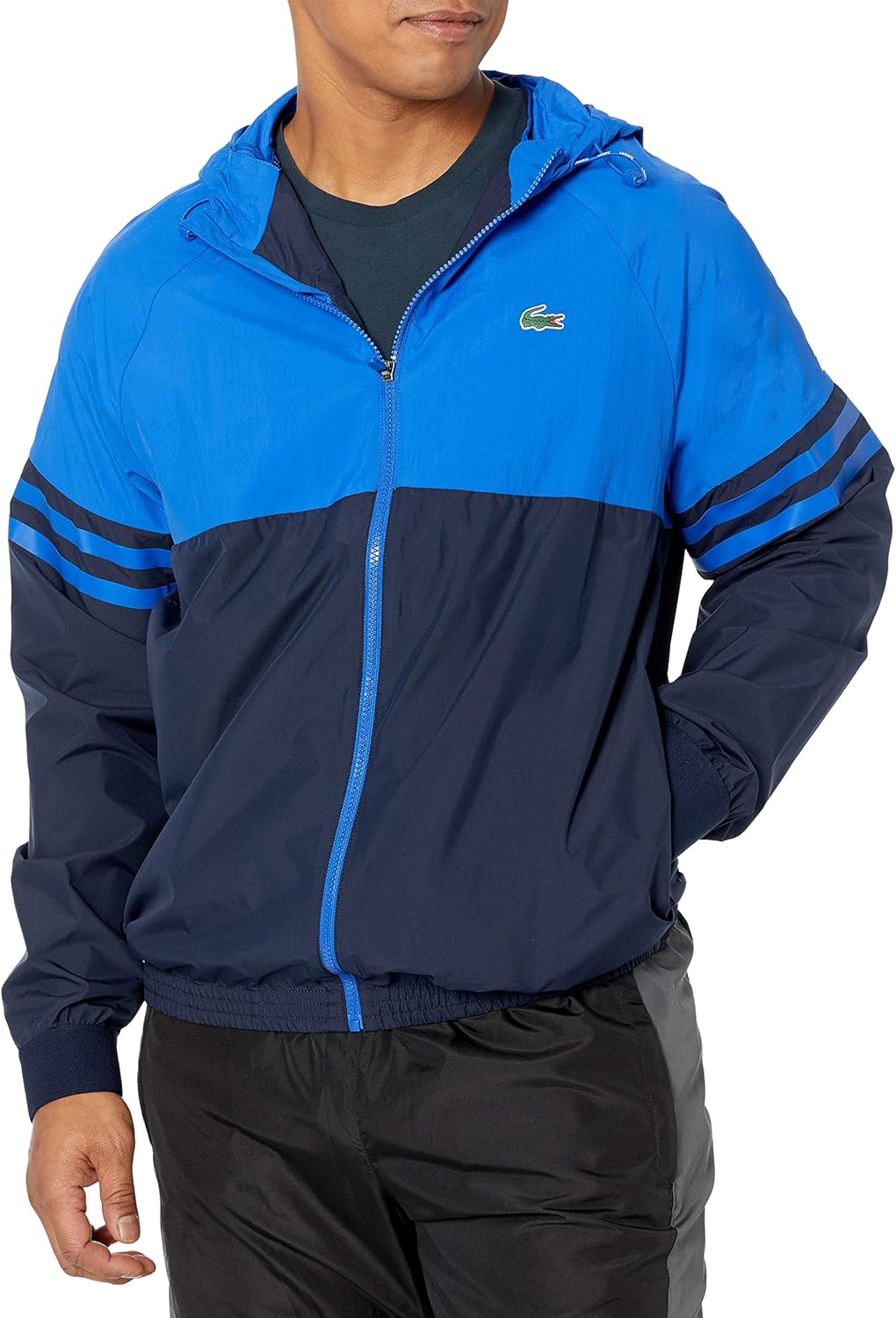 Lacoste Men's Sport Novak Djokovic Colorblock Hooded Windbreaker Jacket at  Men’s Clothing store