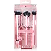 Real Techniques Cruelty Free Sculpting Set, Includes Fan or Setting Brush & Brush Cup, Synthetic Bristles, Pink, 4 Piece
