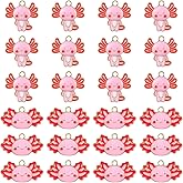 Junkin 24 Pcs Pink Axolotl Charms for Jewelry Making Mini Alloy Animal Charms Metal Cute Earring Dangle Pendants for DIY Necklace Bracelet Chain