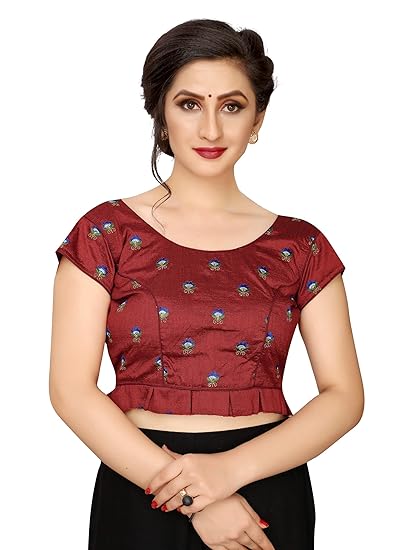 Pari Womens Banglory Silk Embroidered Blouse (Maroon)