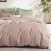 Bedsure Duvet Cover Queen Size - Soft Double Brushed Bedding Set for Kids & Adults, Zipper Closure, 3 Pieces, Includes 1 Duvet Cover (90"x90") & 2 Pillow Shams, NO Comforter, Dusty Rose