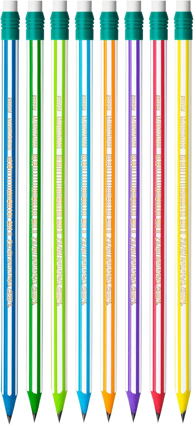 Карандаш графит conte/BIC evolution 646 полосатый пластик. с ластиком (3086123278189)