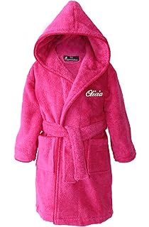 Girls white personalised fleece dressing gown split heart design ...