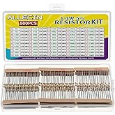 ALLECIN 50 Values 1/4W 0 Ohm to 10M Ohm ±5% Carbon Film Resistor Assorted 1/4 Watt Common Fixed Resistors Assortment Kit