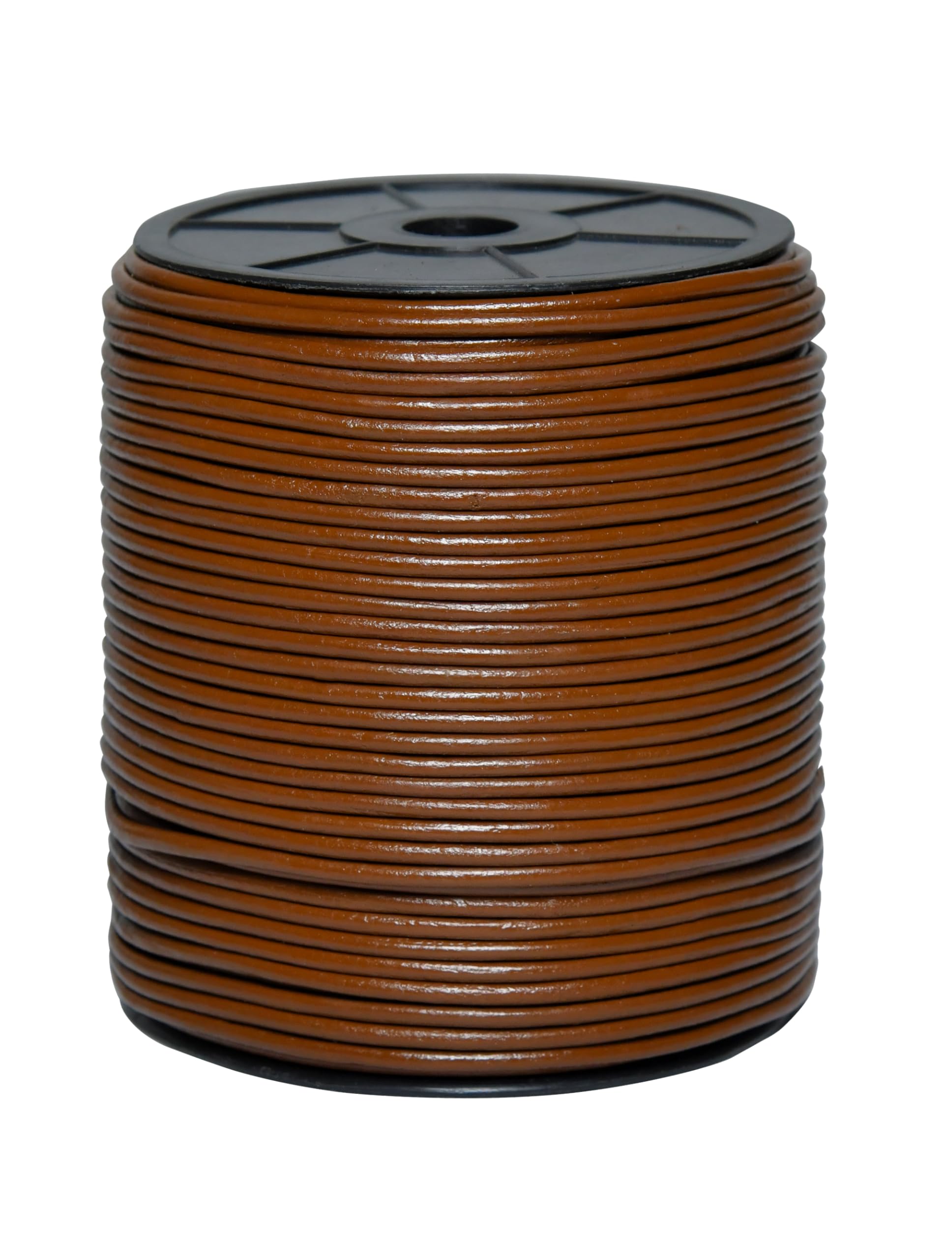 Cords Essentials Round Genuine Leather String Cord, Rope for Jewelry Making, Necklaces, Bracelets, Kumihimo Braiding, Wraps, Crafts and Hobby Projects (Light Brown, 3.0 MM)