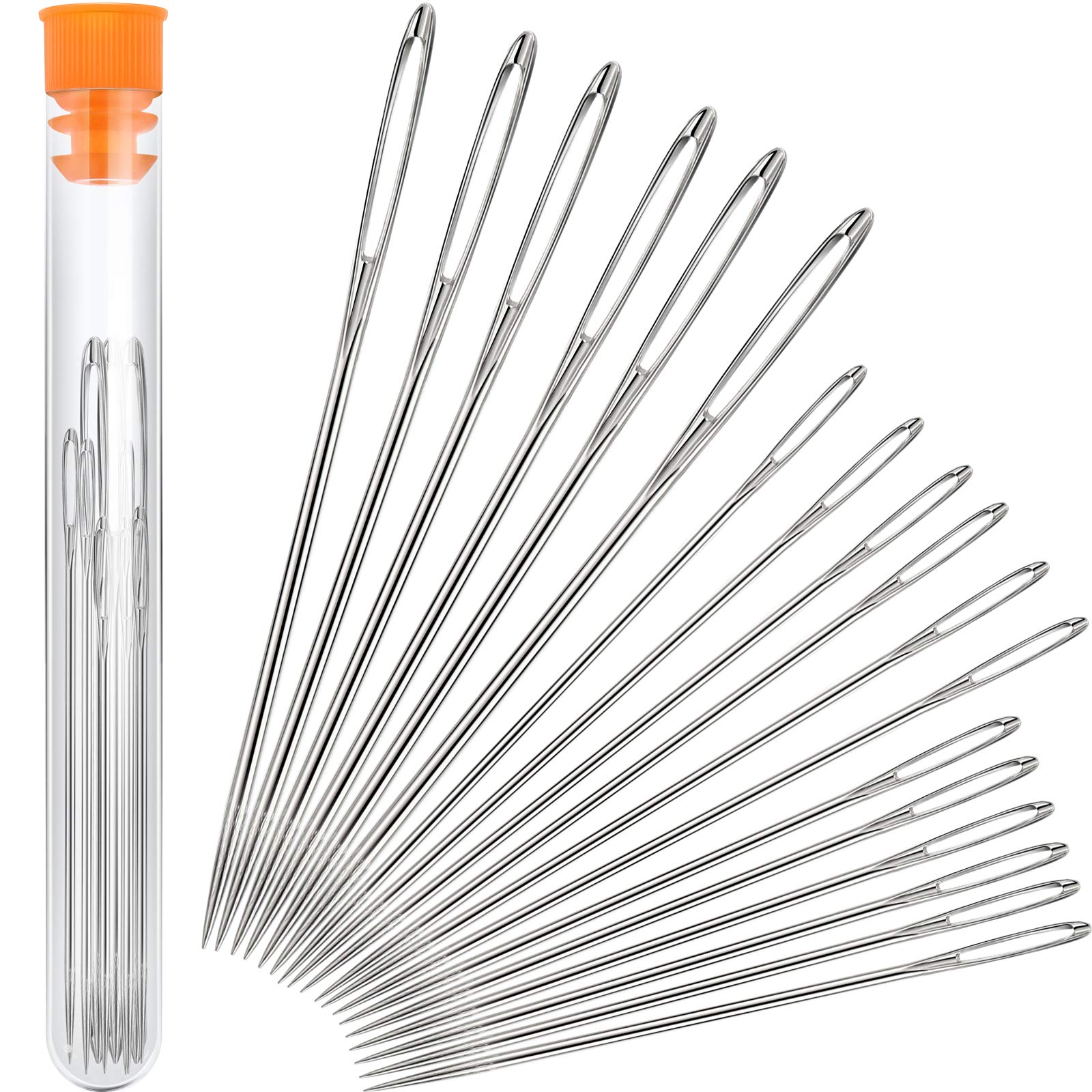 Large-Eye Needles Steel Yarn Knitting Needles Sewing Needles Darning Needle, 18 Pieces (Pointed)