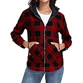 Lepunuo Women's Plaid Jackets Full-Zip Long Sleeve Shirts Jacket Casual Warm Coat Trendy Fall Outfits