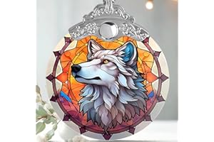 Jocidea Wolf Christmas Ornament, Wolf Hanging Ornament, Wolf Christmas Decor, Wolf Christmas Tree Ornaments, Stained Glass Ornament, Gifts for Wolf Lovers, Holiday Decorations and Xmas Gifts Ideas