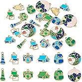 Boutigem Travel Theme Enamel Charms Outdoor Camping Theme Charms Adventure Traveler Pendants for DIY Earring Necklace Bracelet Keychain Jewelry Making