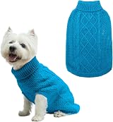 Mihachi Turtleneck Dog Jumper - Cable Knit Coat with Leash Hole, 7 Colors