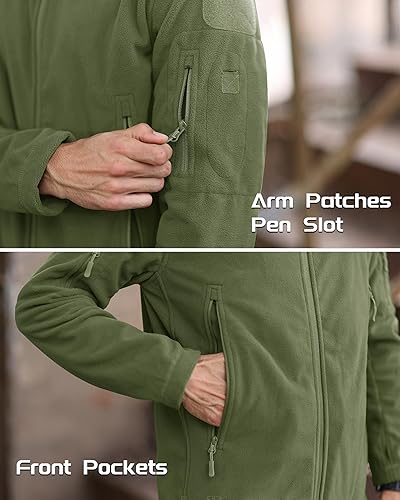 MAGCOMSEN Fleece Jacket Men Tactical Hoodie Green Jacket Winter Jackets  Mens Fleece Hoodie Warm Jackets Army G