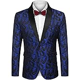 COOFANDY Mens Floral Tuxedo Jacket Paisley Shawl Lapel Suit Blazer Jacket for Dinner,Prom,Wedding