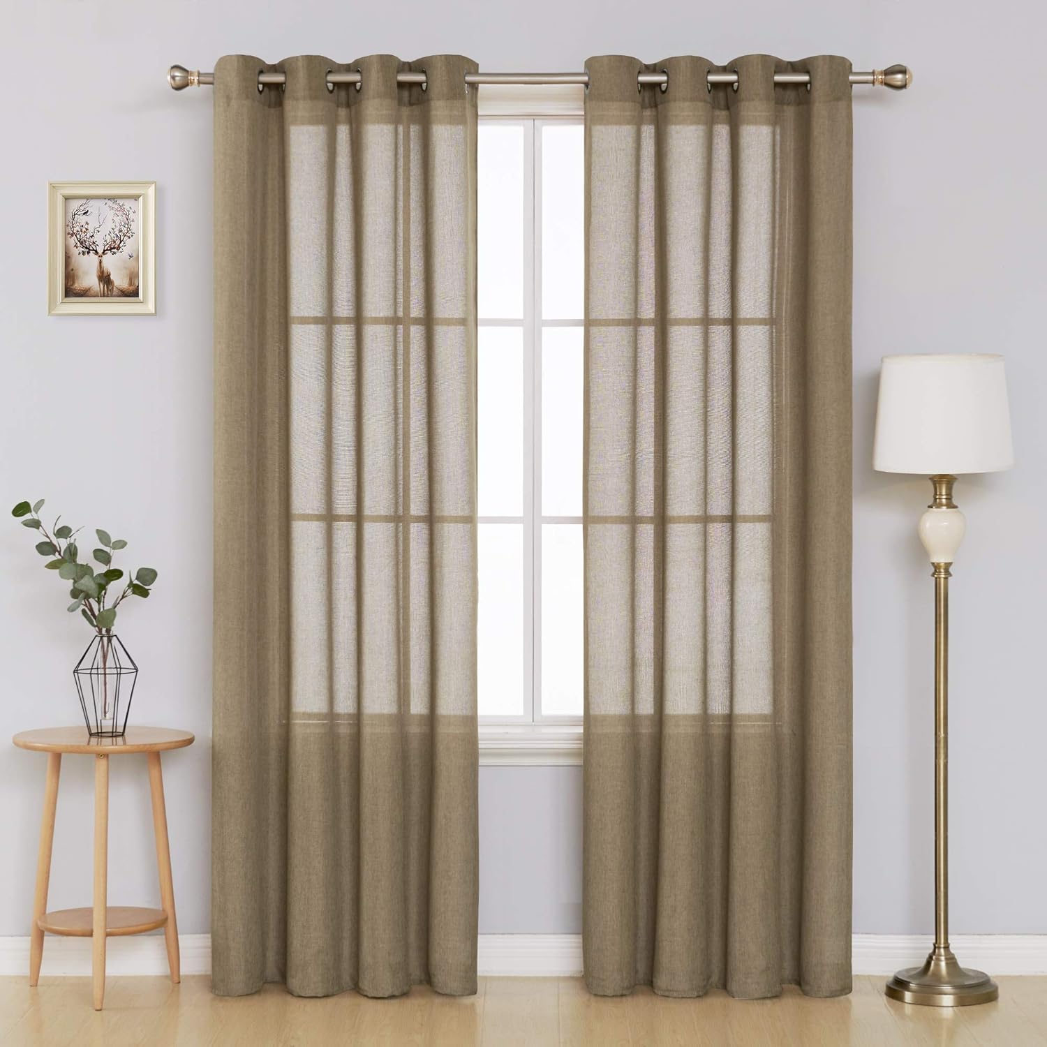 Deconovo Faux Linen Window Curtains Decorative Super Soft Pair Eyelet