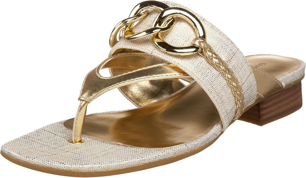 Amazon.com | Etienne Aigner Women's Federica Thong Sandal, Gold, 10.5 M US | Flip-Flops