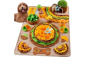 Meilzer Large Snuffle Mat for Dogs 40'' x 27.5'' Sniff Mat with Hedgehog Puzzle Toy Squeaky Mushrooms Interactive Toys Portable Feeding Mat for Foraging Skills