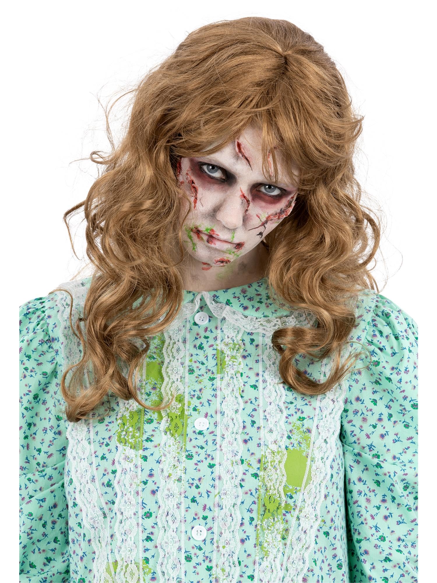 Smiffys The Exorcist Regan Wig Adult, Regan Long, Messy & Wavy Auburn Hair Wig, Official Exorcist License Costume Pre-Styled Wig for Halloween & Themed Parties