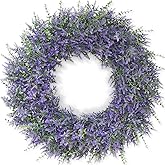 32" Lavender & Eucalyptus Wreath for Front Door, Porch, Window - Large Artificial Greenery Outdoor Wreath for Home, Farmhouse Decor - Spring, Summer, Fall, All Seasons (Purple)