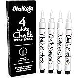 Extra Fine Tip White Chalk Markers (4 Pack 1mm Point) Chalk Pens - White Dry Erase Marker Pen for Blackboard, Chalkboards, Wi