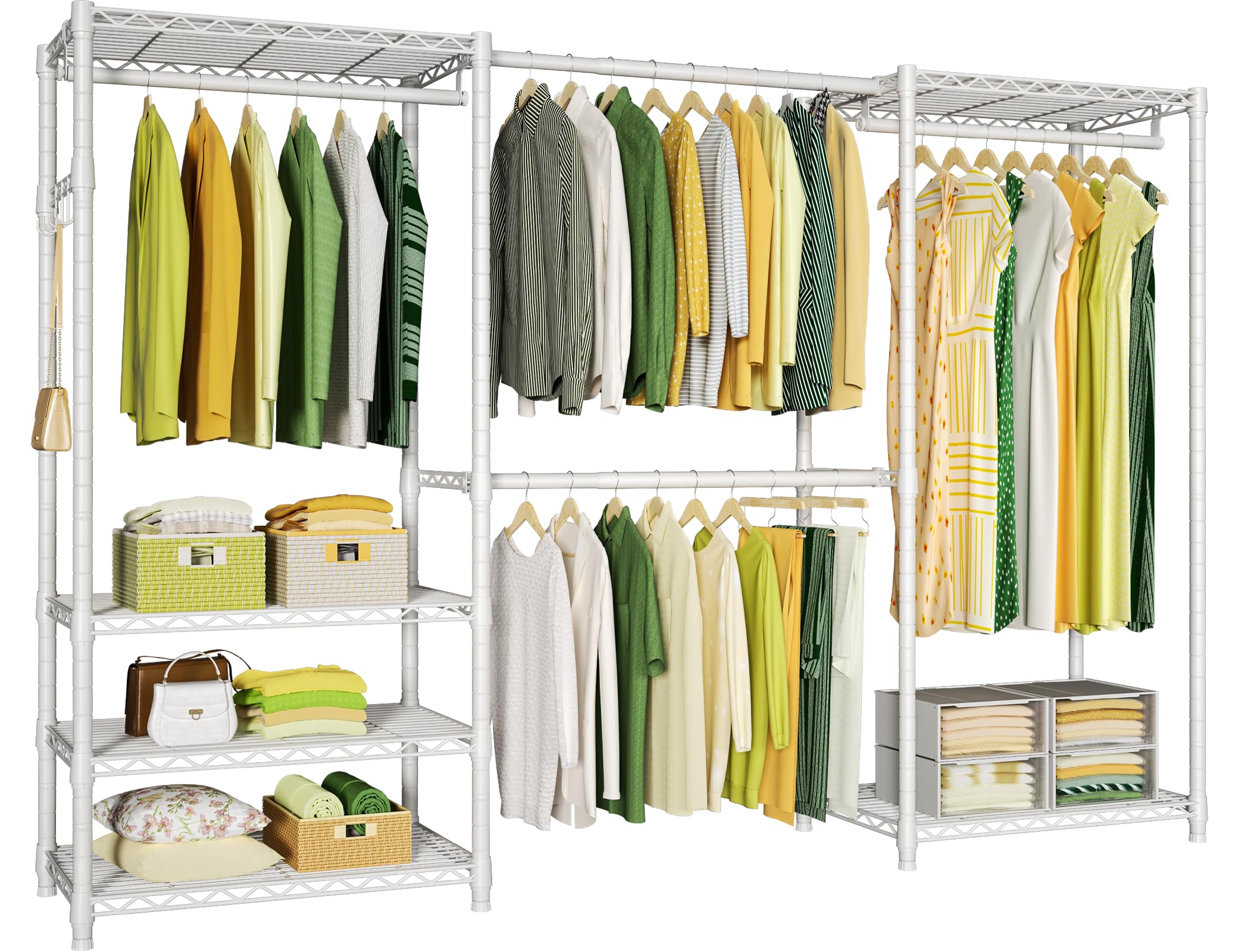 Ulif E1 Heavy Duty Closet Garment Rack, 6 Tiers Adjustable Metal ...