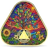 10 Year Colorful Butterfly Tree Triangle Sobriety Coin – Journey into Serenity NA Medallion – Spiritual Token for Recovery & Clean Time – Empowering NA AA Chips – Gift for Men & Women