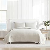 Nautica - Quilt Set, Super Soft Solid Washed Woven Cotton Bedding with Matching Shams, Casual Style Home Essentials (Seashore Stitch Beige, Full/Queen)