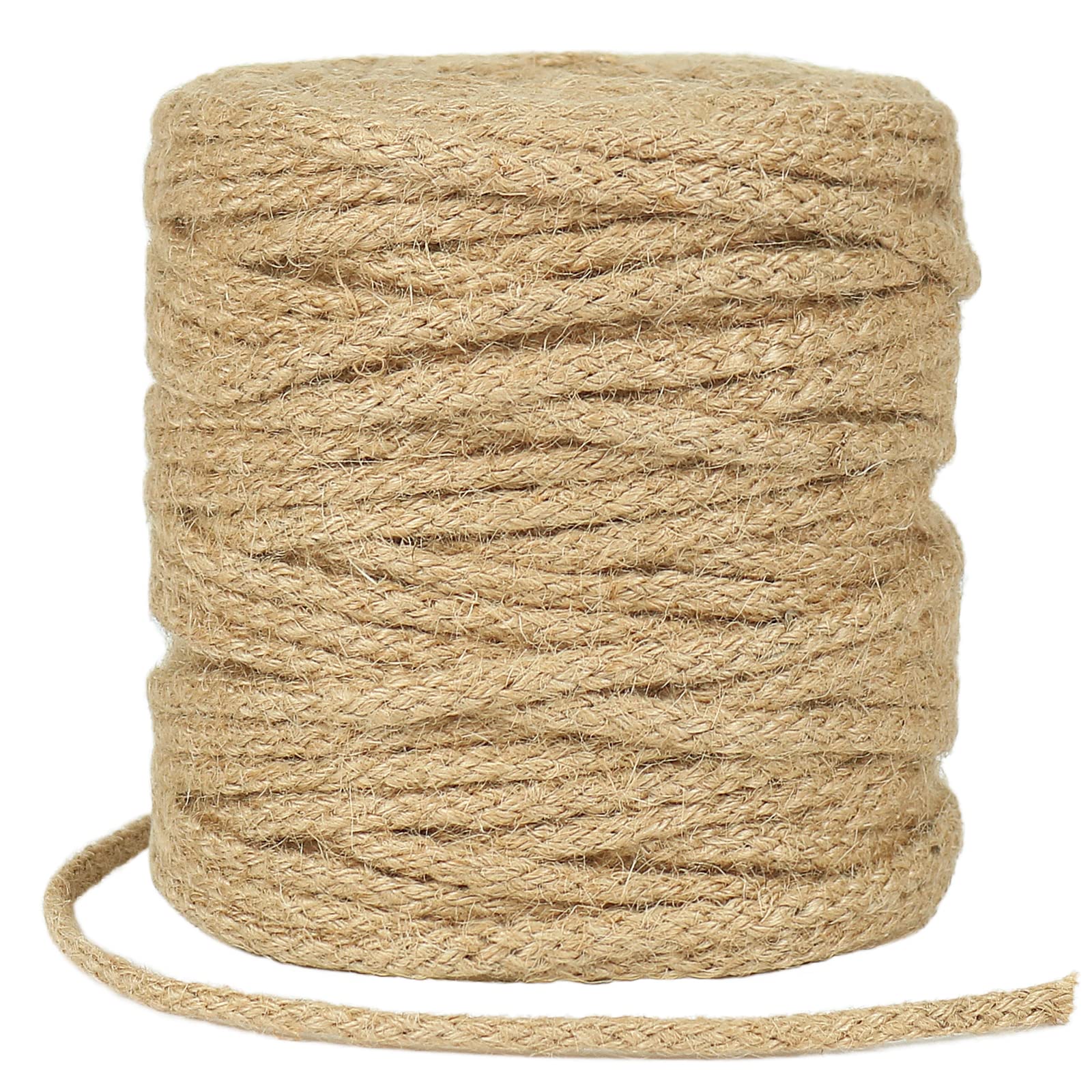 tenn well 5mm Jute Rope, 50M Thick Braided Garden Twine Jute String for Gardening, Bundling, Cat Scratcher, Decorating (Brown)