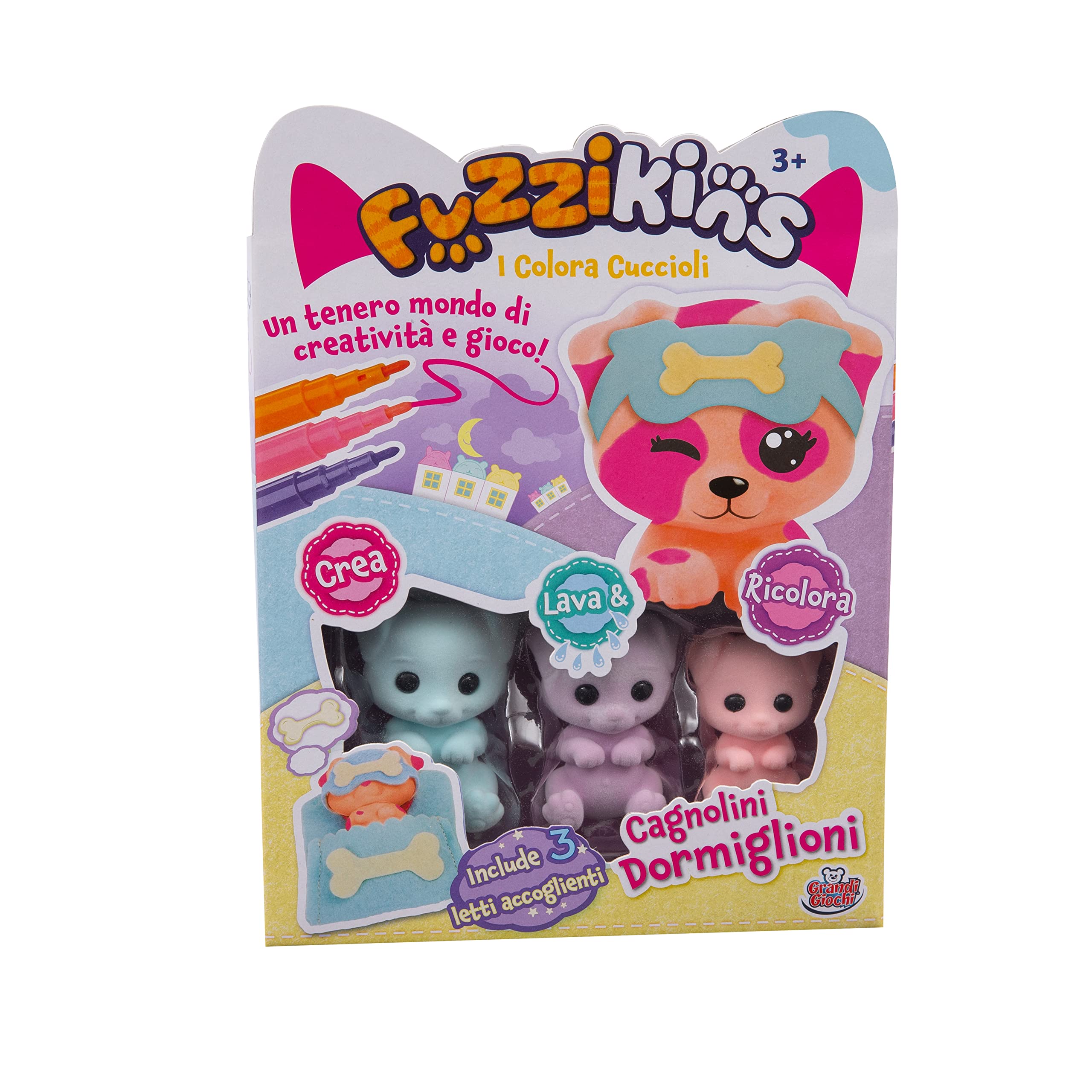 Grandi Giochi Fuzzikins I Colora, Sleeping Dogs, Coloring Dogs, Wash and Recolor-FUZ00006, FUZ00006