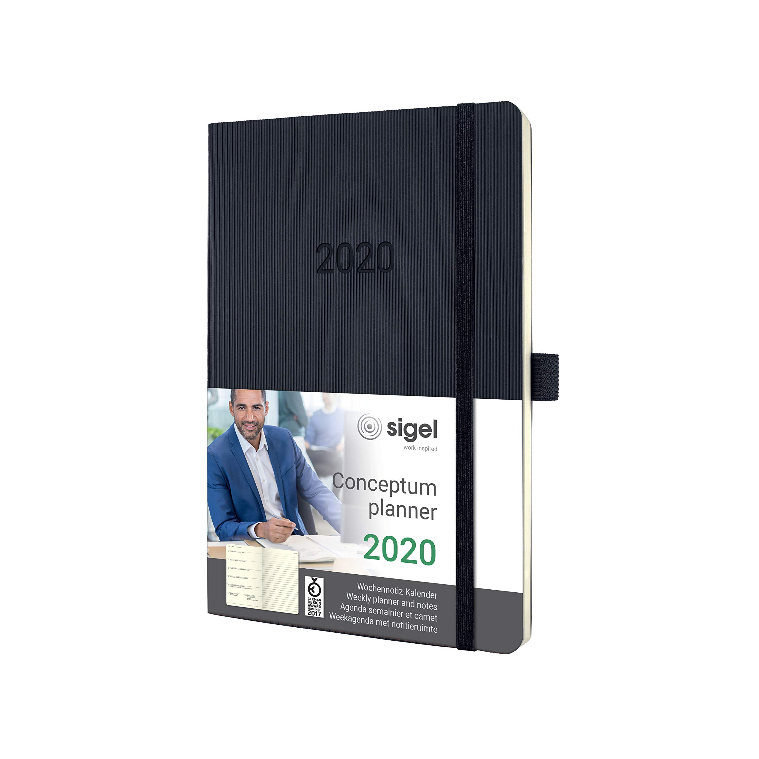 SIGEL C2024 Weekly diary and notes 2020, approx. A5, black, softcover - Conceptum