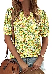 KISSMODA Women's Tunic Tops Casual V Neck Short