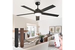 Fanbulous 52 Inch Ceiling Fan with Light and Remote, Black Modern Ceiling Fans, Farmhouse Industrial LED Ceiling Fan Lighting Fixture for Bedroom, Kitchen, Indoor, Living Room