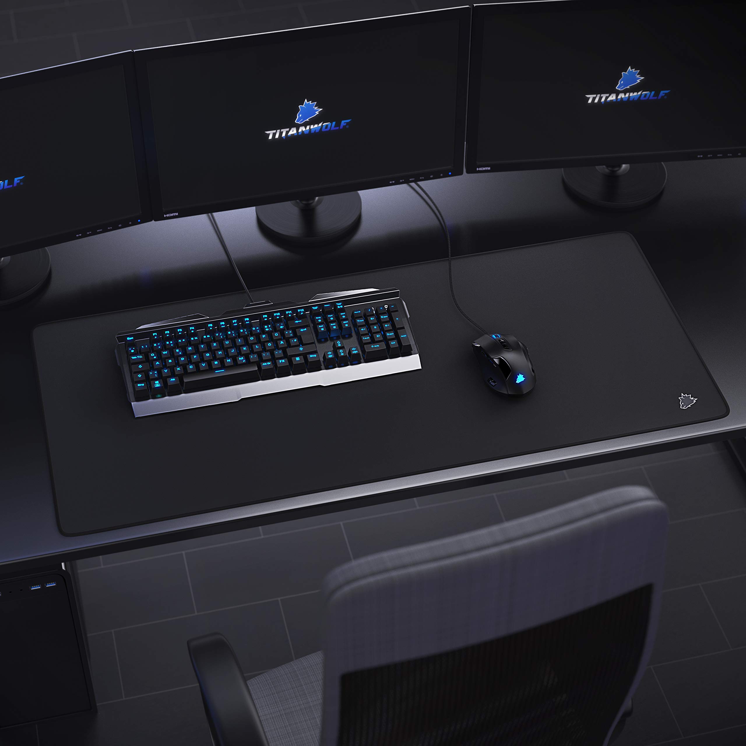 TITANWOLF - XXL Speed Gaming Mauspad Titanwolf Schwarz 900 x 400mm - XXL Mousepad - Tischunterlage Large Size - verbessert Präzision und Geschwindigkeit 5