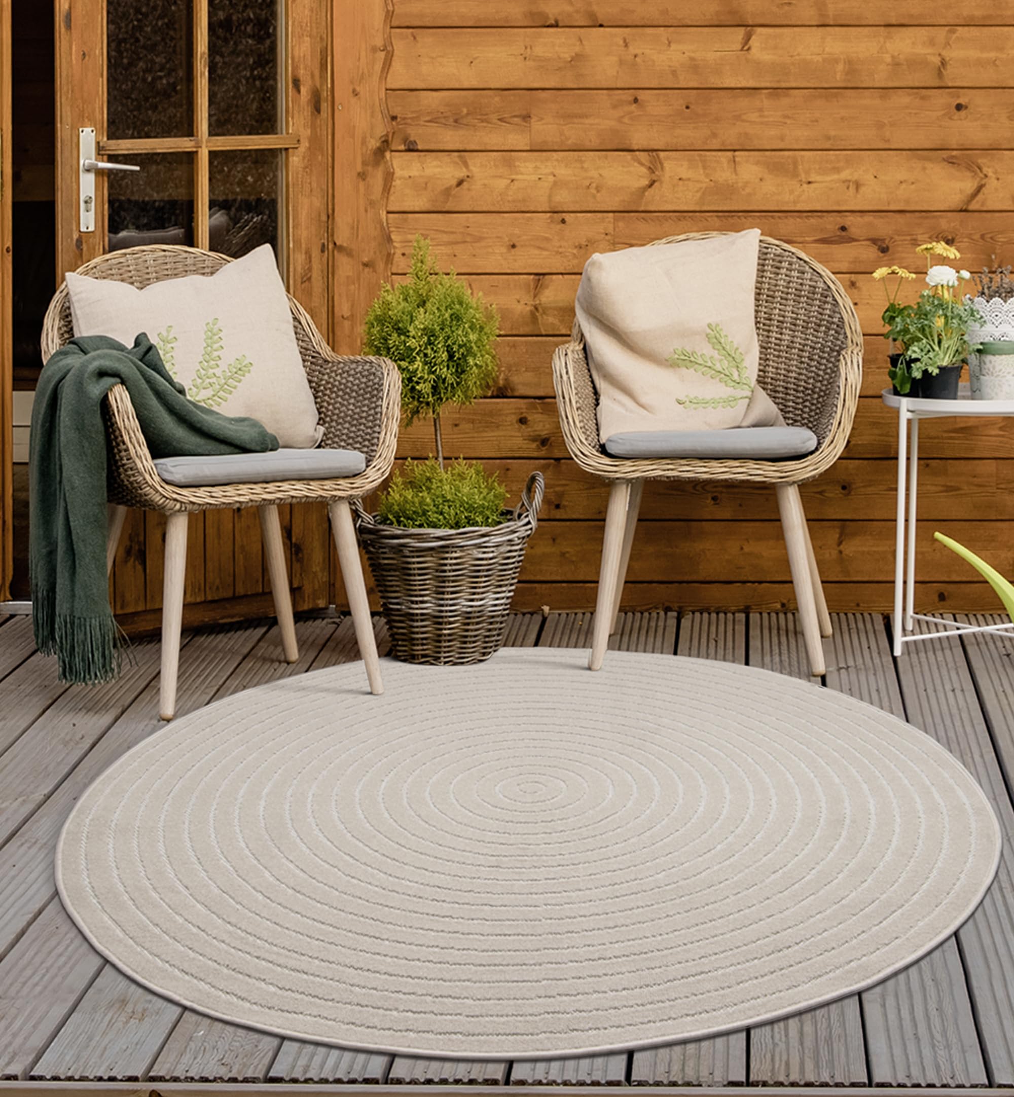 Mia's Zoey Rugs Living Room Bedroom Rug - Cream - in 120 cm Round Polypropylene