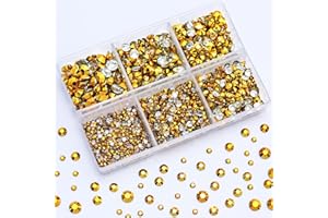 Briskbloom 3000PCS Flatback Resin Rhinestone, 2mm 3mm 4mm 5mm 6mm Bright Gold Flatback Jelly Rhinestones for Crafts, Mugs, Bottles, Tumblers, Loose Bling Glitter Diamond Resin Jelly AB Stone