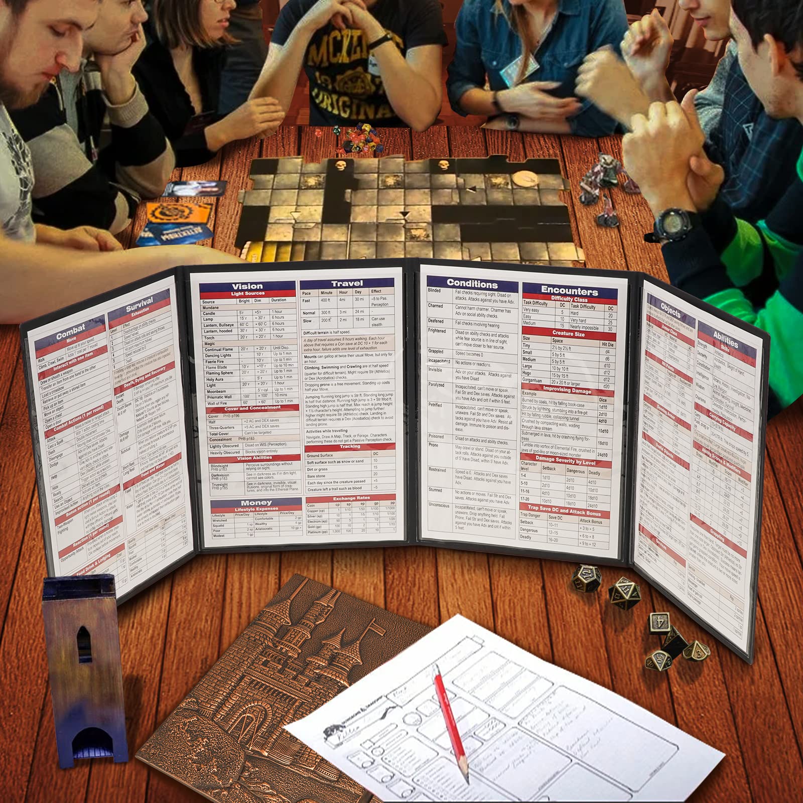 Mua DND DM Screen 5e, D&D Dungeon Master Screen 3D Faux Leather 4 Panel ...