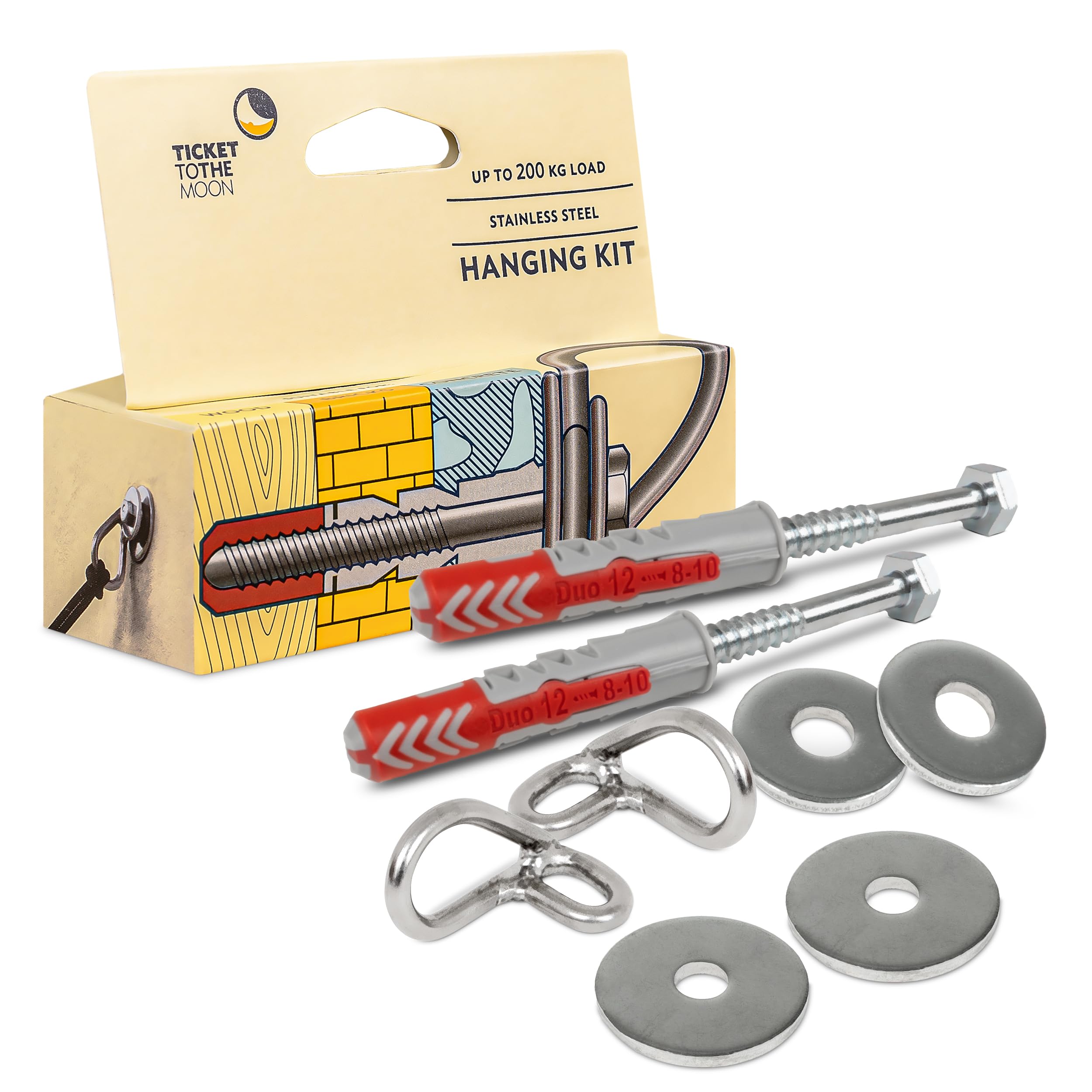 Ticket to the Moon Attachment Kits Hammock Anchors - Pair of hangers for concrete walls