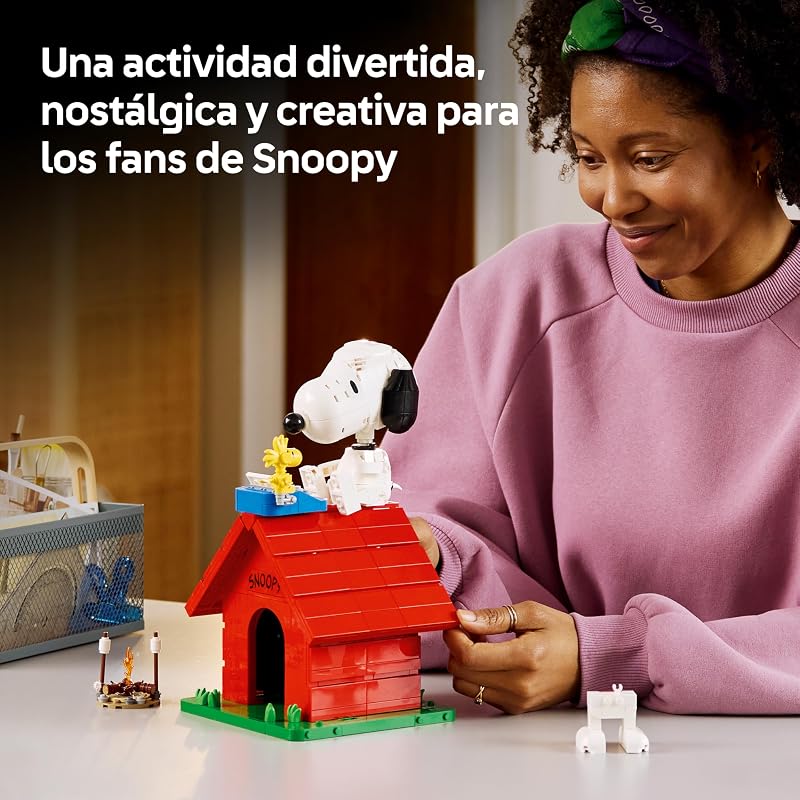 Ideias de Amendoins: Casa do Snoopy - Modelo de Casa para Adultos - Cão Snoopy e Figura de Pássaro Woodstock - Decoração na Prateleira - Presente para Mulheres e Homens Fãs de Banda Desenhada - 21368