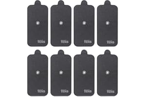 Discount TENS, Compex Easy Snap Compatible TENS Electrodes, 8 Premium Replacement Pads for Compex TENS Units. (2 inch x 4 inch)