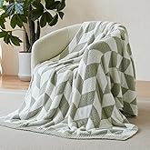 Snuggle Sac Chevron Throw Blanket for Couch, Reversible Super Soft Warm Blankets Cozy Knit Fuzzy Plush Lightweight Throws for Sofa, Bed, Camping, Green,50x60 inches