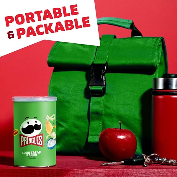 PRINGLES POTATO CRISPS CHIPS, LUNCH SNACKS, OFFICE AND KIDS SNACKS, GRAB N’ GO, SOUR CREAM AND ONION, 1.88 POUNDS (12 CANS)