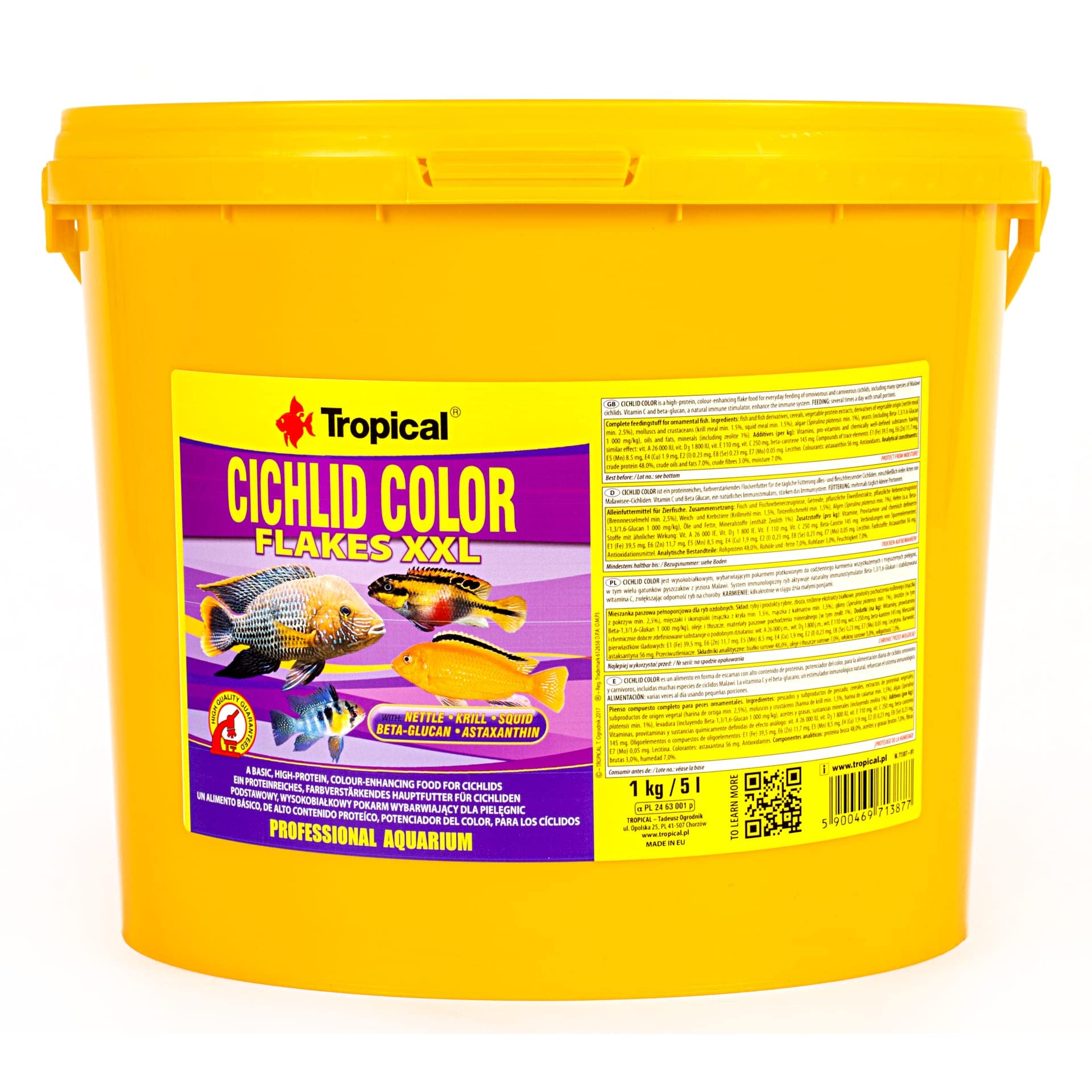 CICHLID COLOR FLAKES 5L / 1kg - fish food for cichlids, colour-enhancing flakes