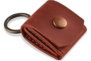 GMAKIN Leather Guitar Pick Holder Keychain, Guitar Pick Holder Case Bag, Plectrum Key Fob Cases Bag, Gift for Guitar Players (Cognac)