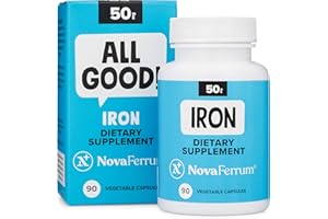 NovaFerrum All Good | Iron Capsule Supplements for Adults | Anemia | 50mg of Iron | 90 Servings | Sugar Free | Vegan | Gluten Free