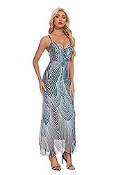 Women's V Neck Spaghetti Straps Sequin Sparkly